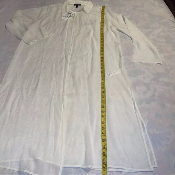 Eileen Fisher Bone Sheer  Open Front Silk Open  Long Jacket NWT - Picture 11 of 14